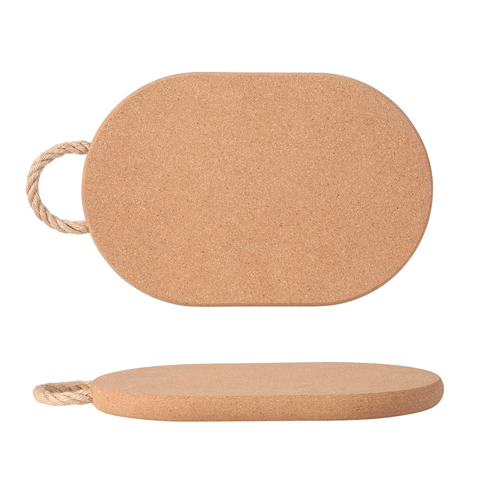 Deluxe Cork Trivet with Rope Handle Oval 30 x 20 x 2cm