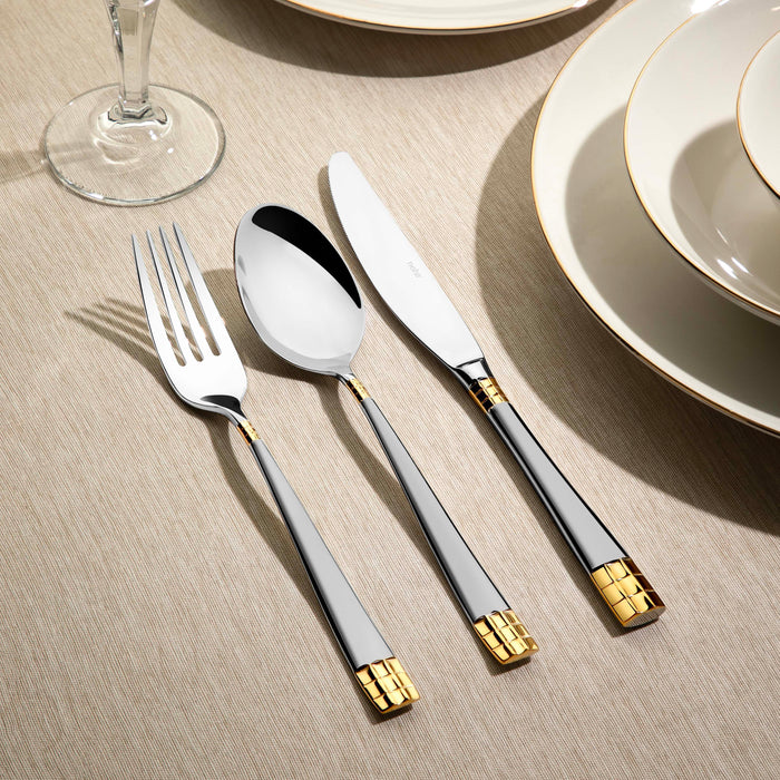 DIDIM GOLD+SANDBLAST - 89 PIECE - 12 PERSON - BOXED CUTLERY SET