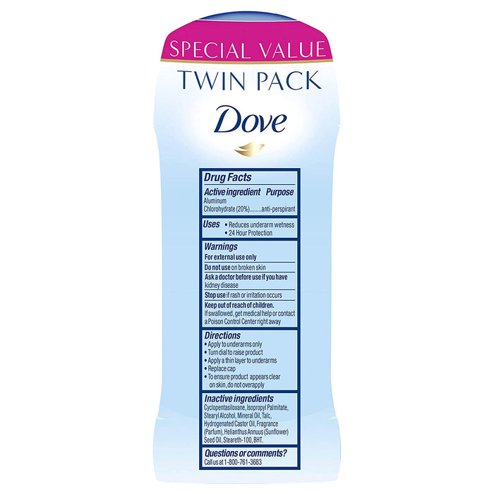DOVE POWDER ANIT-PERSPIRANT TWIN PACK 2.6 OZ