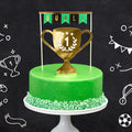 Football Cake Topper Set - Gold Trophy & 'GOAL!' Bunting Toppers - Soccer Birthday Decorations - Sports Award Ceremony - Party Supplies - Jolie Fete UK