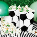 Football Popcorn Boxes - Black & White Soccer Ball Snack Tubs - Match Day Grazing Table - Sports Birthday Party Treats - Stadium Theme -6 pc - Jolie Fete UK