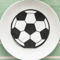 Football Shaped Paper Napkins - Soccer Ball Serviettes - Match Day Stadium Tableware - Sports Birthday Party Decor - Black & White - 20 Pcs - Jolie Fete UK