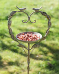 Recycled Iron Bird Feeders - Freestanding Heart Garden Bird Dish