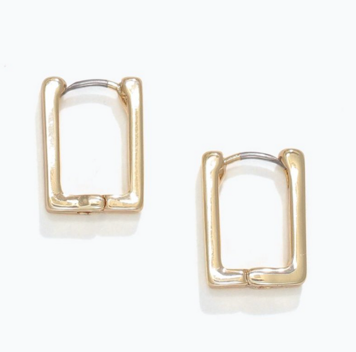 Gold Hinged Rectangle Earirngs