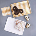 Gold Paper Trays - Gold & White Stripe Party Table - Party Food Trays - Striped And Spotted - Party Decorations - Gold Birthday - Pack of 4