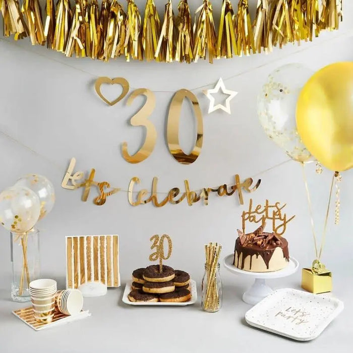 Gold Paper Trays - Gold & White Stripe Party Table - Party Food Trays - Striped And Spotted - Party Decorations - Gold Birthday - Pack of 4
