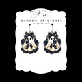 Goth Ghost Black Cat Dangle Earrings