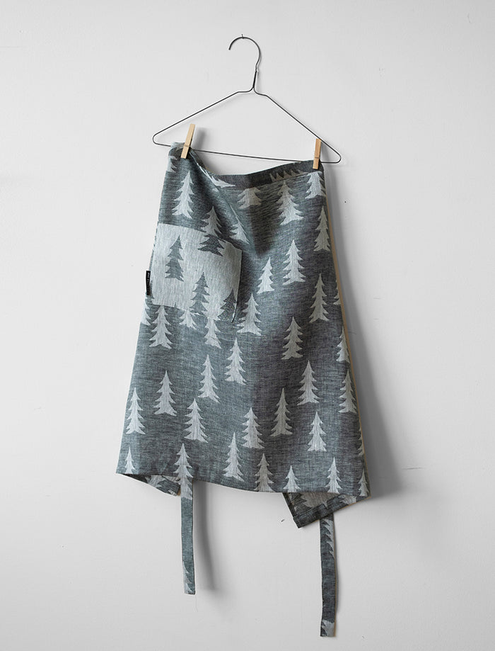 GRAN LINEN WAIST APRON, DARK GREEN