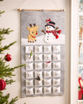Grey & White Polyester & Wood Advent Calendars - Grey Reindeer and Snowman Advent Calendar