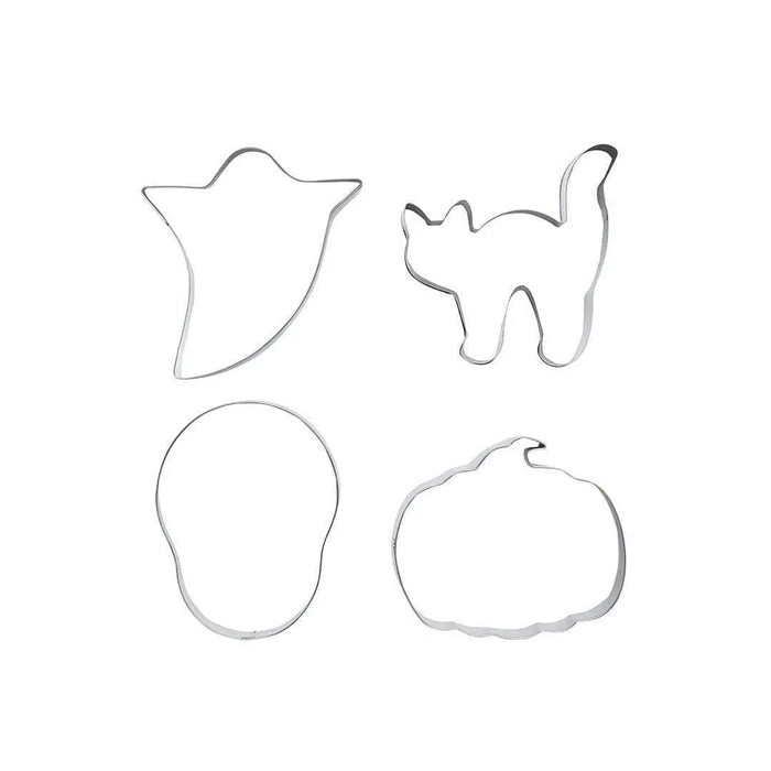 Halloween Cookie Cutters - Pumpkin, Ghost, Skull, Cat Metal Cookie Cutters - Halloween Party Supplies - Retro Halloween - Pack Of 4 - Jolie Fete UK