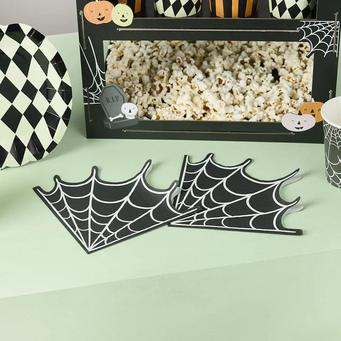 Halloween Cobweb Paper Napkins - Spooky Party Tableware - Halloween Table Decorations - Party Supplies - Cobweb Paper Napkins - Pack of 16 - Jolie Fete UK