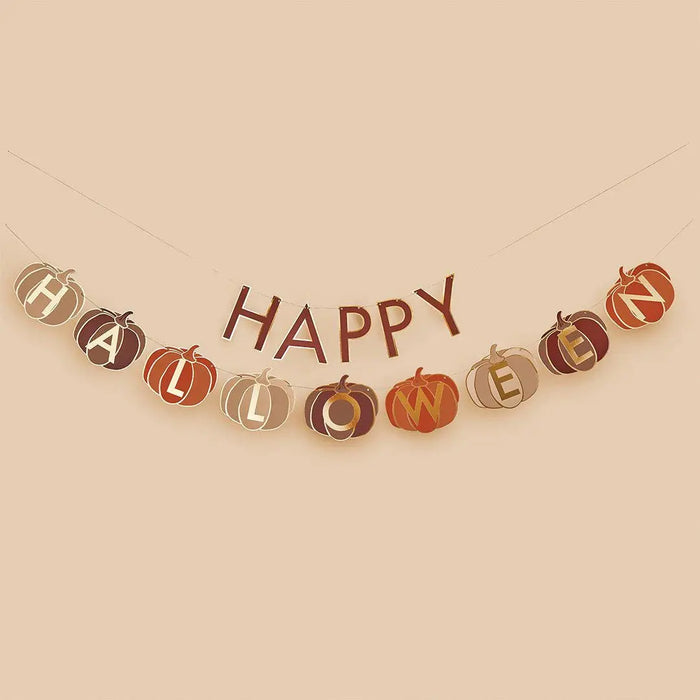 Halloween Pumpkin Happy Halloween Card Banner - Spooky Party Decoration - 2 Metres - Halloween banner - Jack O Lantern Bunting -Autumn Decor - Jolie Fete UK