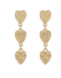 Hammered Heart 3 Drop Earrings