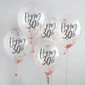 Happy 30th Rose Gold Confetti Balloons - 30th Birthday Balloons - Rose Gold 30th Birthday Decorations - Party Decorations - Pack of 5