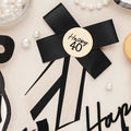Happy 40 Birthday Rosette - Black & Cream Luxury Ribbon Badge - Modern Birthday Badge Alternative - 40th Birthday Accessory - Jolie Fete UK