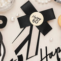 Happy 60 Birthday Rosette - Black & Cream Luxury Ribbon Badge - Modern Birthday Badge Alternative - 60th Birthday Accessory - Jolie Fete UK