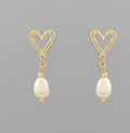 Heart & Pearl Dangle Earrings