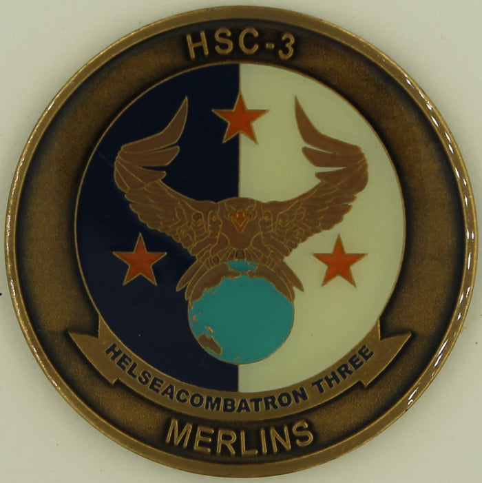 Helicopter Sea Combat Squadron Three HSC-3 CPO Mess Merlins Navy Challenge Coin
