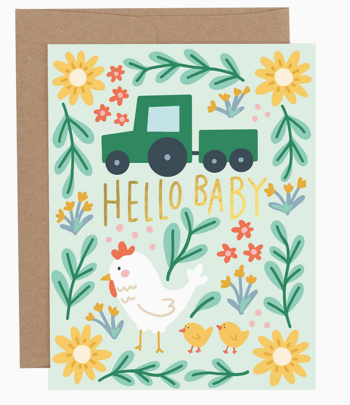 Hello Baby Chicken Baby Greeting Card