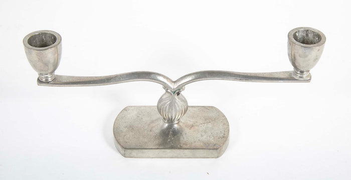 Just Andersen Pair of Two Arm Pewter Candlesticks