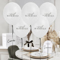 Just Married Wedding Balloons - White Latex Balloons With Black Text - Elegant Reception Decor - Monochrome Theme - Newlywed Car Decorations - Jolie Fete UK