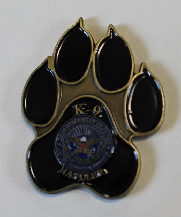 K9 Handler Working Dog Paw Army Navy Marine Air Force Challenge Coin