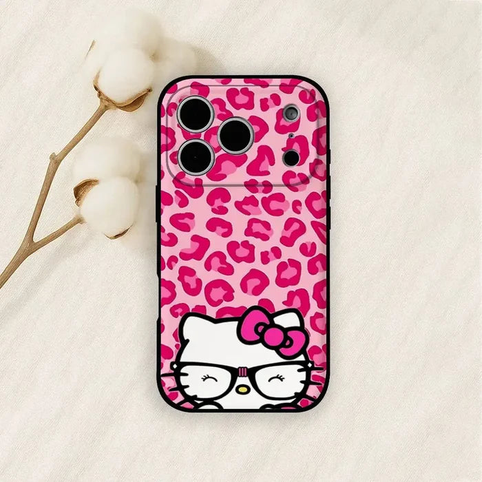 Kawaii Hello Kitty Leopard Print Phone Case | iPhone 11–17 Pro Max