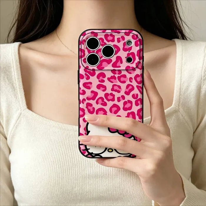Kawaii Hello Kitty Leopard Print Phone Case | iPhone 11–17 Pro Max