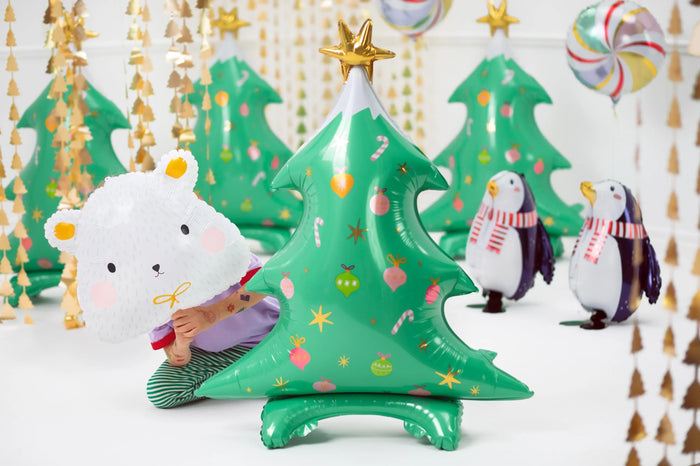 Large Christmas Tree Balloon - Standing Christmas Tree Balloon With Gold Star - Green Christmas Balloon - Christmas Party Balloon - Jolie Fete UK
