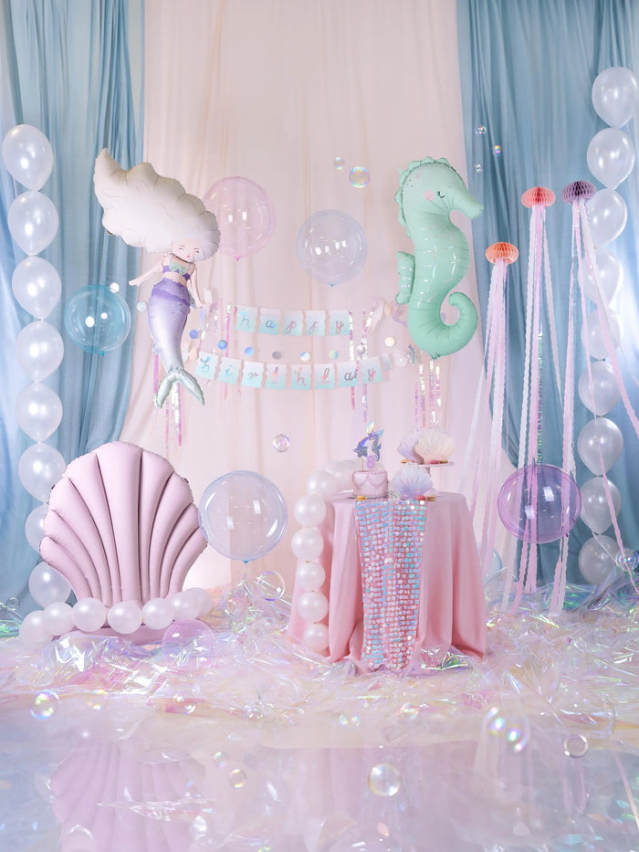 Large Shell Foil Balloon - Mermaid Theme - Under the Sea Party - Lilac Standing Balloon - Sea Shell Balloon - Kids Birthday Party - Jolie Fete UK