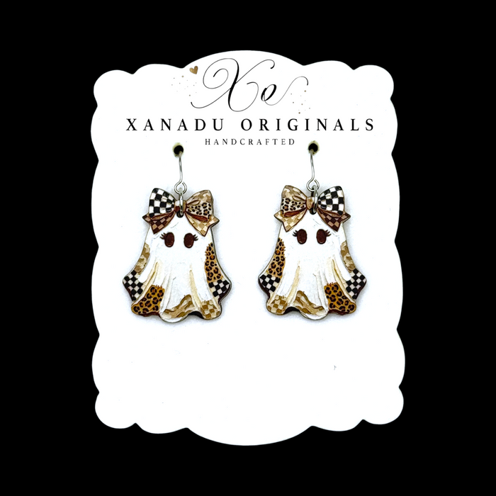 Leopard Patchwork Ghost Dangle Earrings