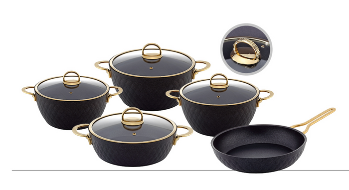 LIDYA DIAMOND 9 PCS TEFLON-TITANIUM COOKWARE SET
