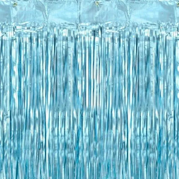 Light Blue Foil Door Curtain - Party Photo Backdrop - Blue Fringe Curtain - Narwhal Party decorations - Under The Sea