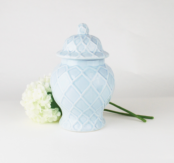 Light Blue Textured Ginger Jar
