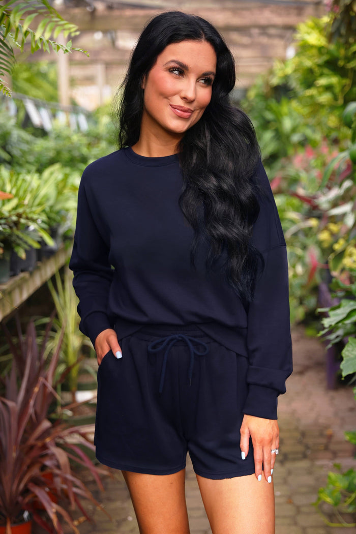 Luna Luxe Pullover Set: Navy