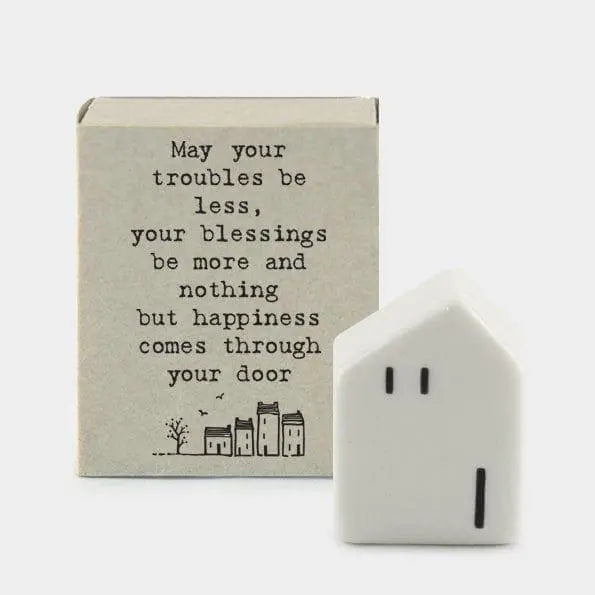 Porcelain House Matchbox Gift - May Your Troubles Be Less, Your Blessings Be More - Birthday Present - Gift For Friend - East Of India