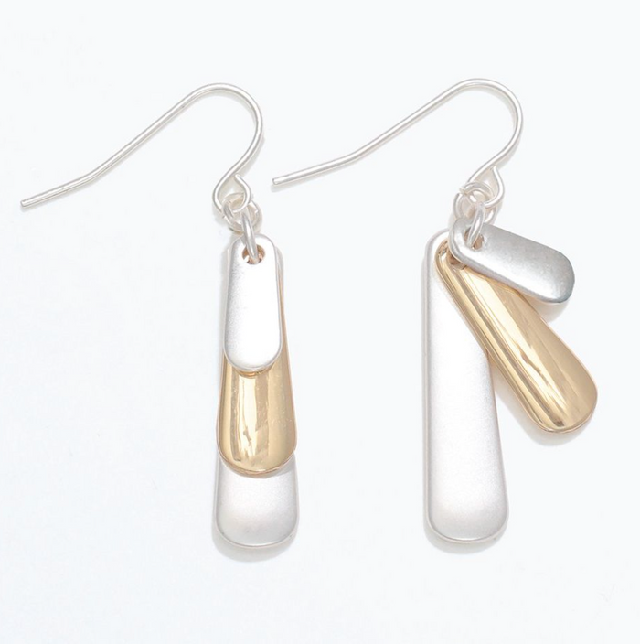 Matte Silver Gold Dangle Earrings