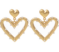 Metal Pearl Heart Drop Earrings