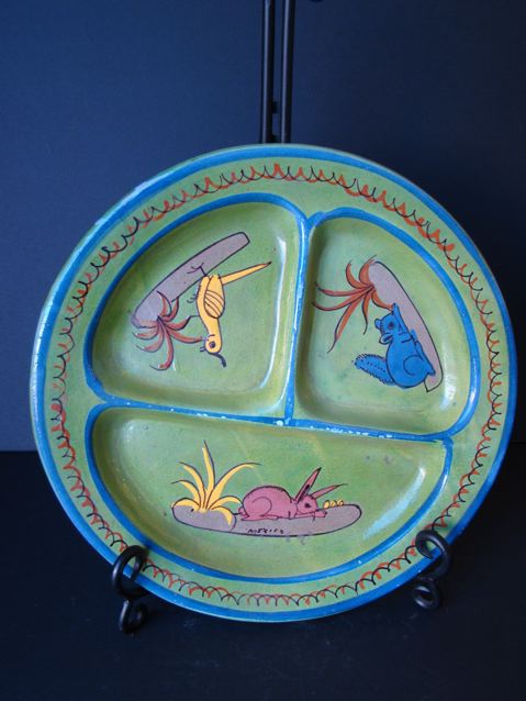 Mexican Tlaquepaque 10.75″ Green Divided Plate