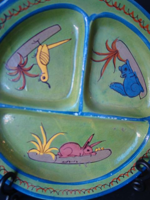 Mexican Tlaquepaque 10.75″ Green Divided Plate