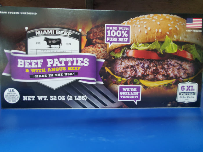 MIAMI BEEF ANGUS BEEF PATTIES 2 LB (6 CT)