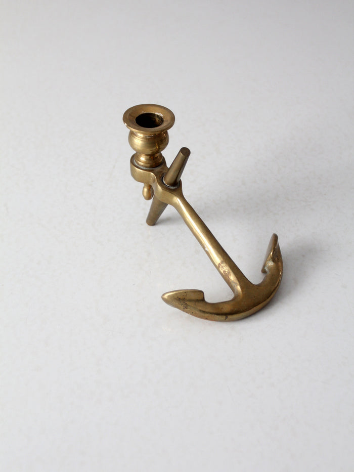 mid century brass anchor candlestick holder