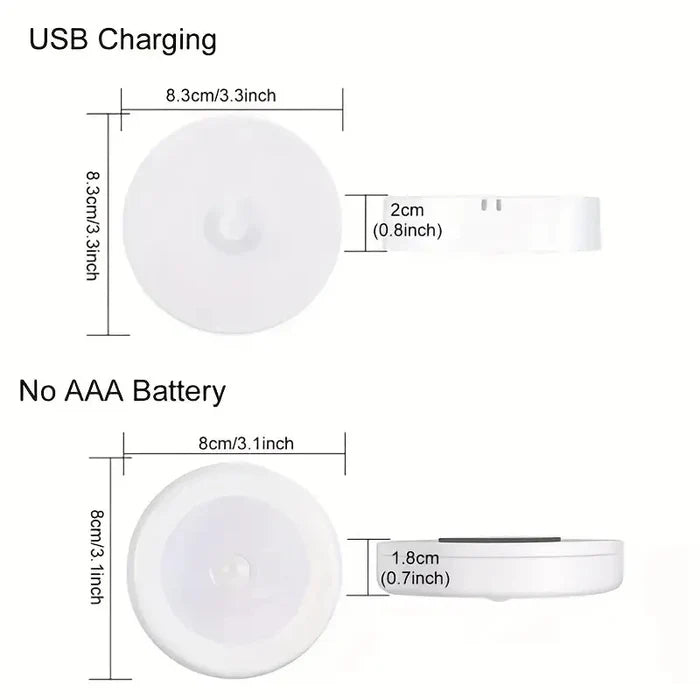 Home Sweet Home motion sensor LED night light illuminating a dark room with a sleek, modern design.