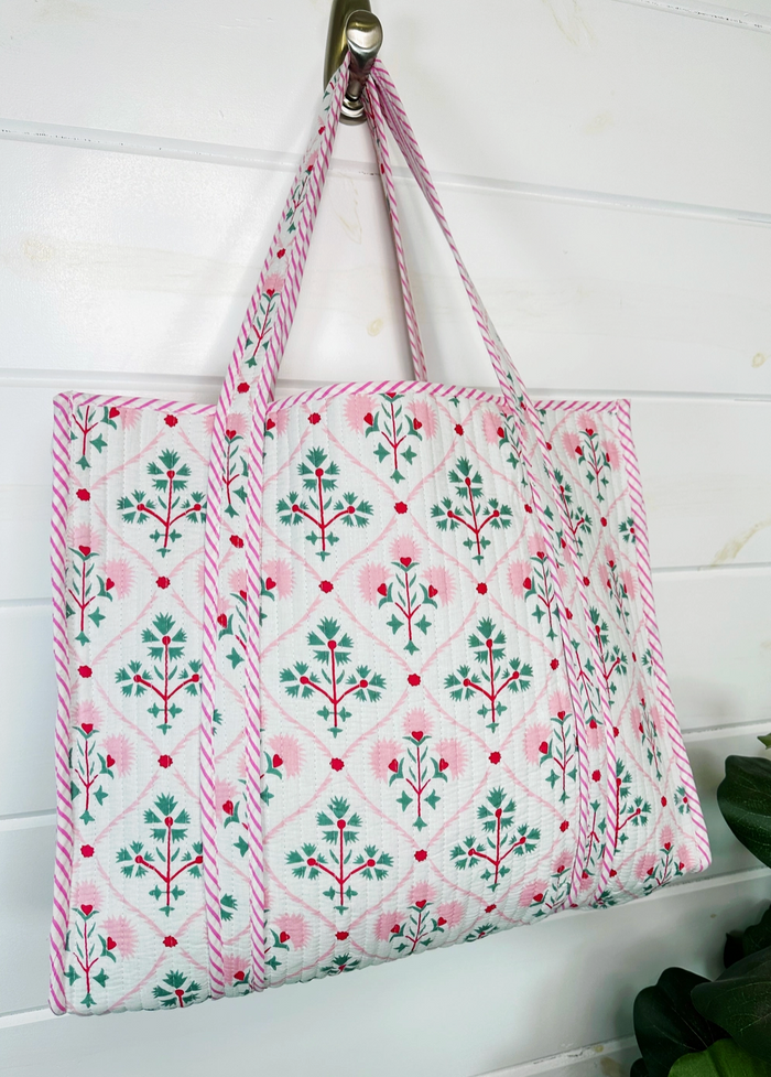 MT Folk Floral Large Quilted Tote Bag