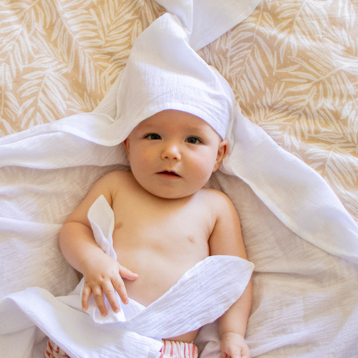 Muslin blanket with bunny hoodie - double layer