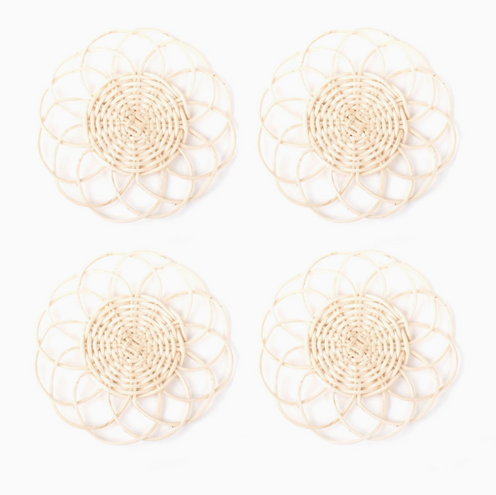 Natural Rattan Coaster Set