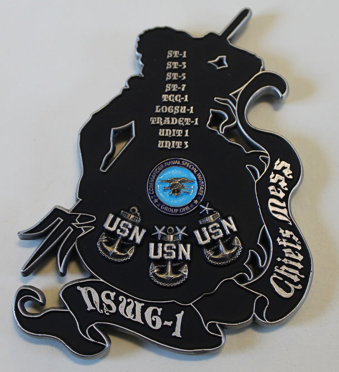 Naval Special Warfare Group 1 / One King Neptune Chiefs Mess SEAL Navy Challenge Coin
