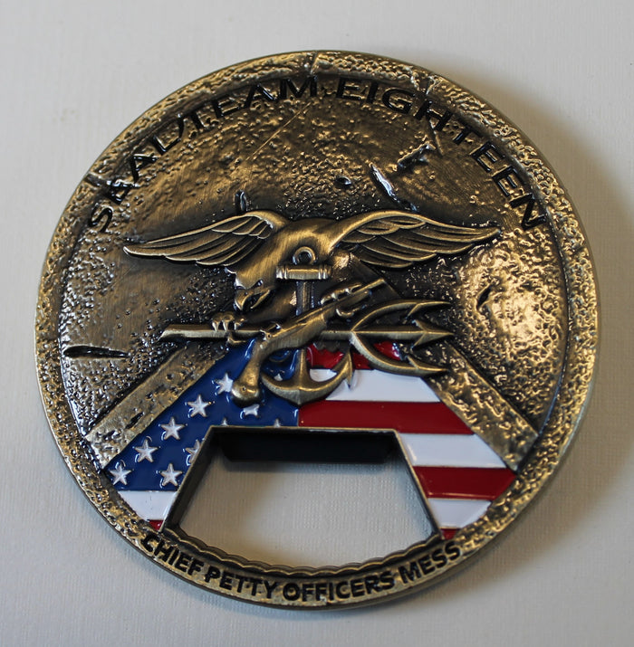 Naval Special Warfare SEAL Team 18 / Eighteen Chief Petty Officers Mess Bronze Finish Navy Challenge Coin