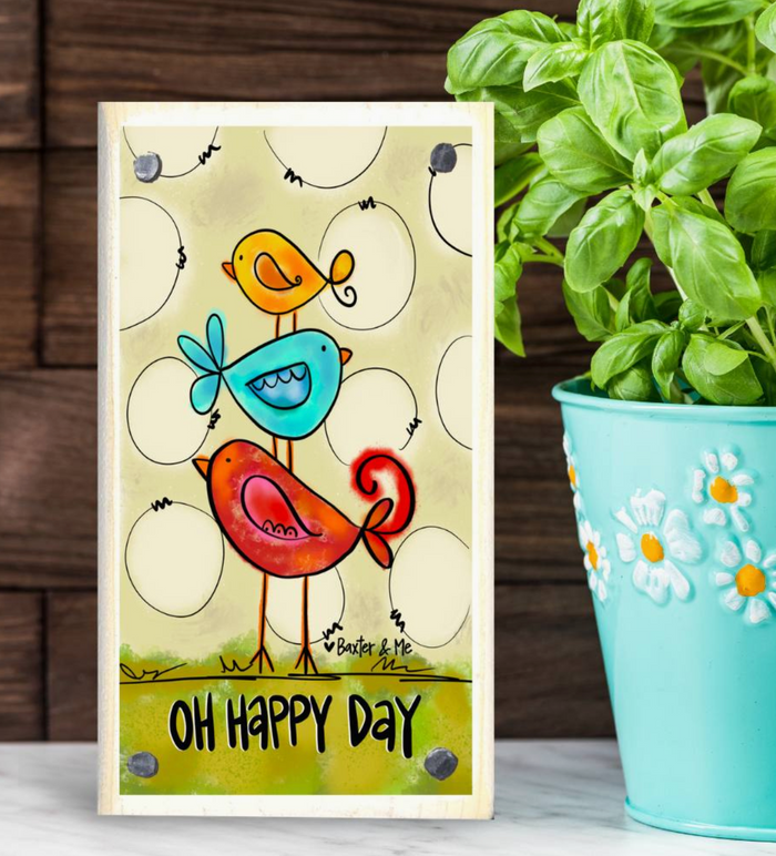 Oh Happy Day Bird Trio Happy Block