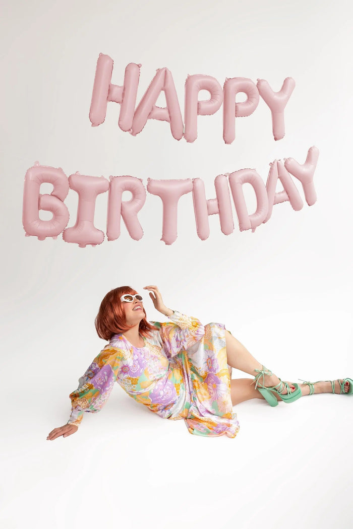 Pastel Pink Happy Birthday Balloons - Baby Pink Balloon - Light Pink Birthday Party Decor - Jolie Fete UK